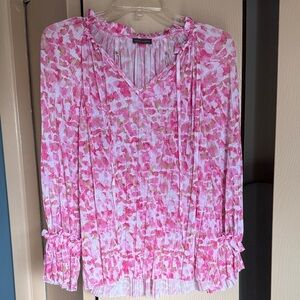 Vince Camuto Pink and White Floral Blouse